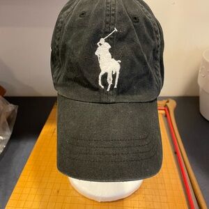 Ralph Lauren Black Hat with White Big Pony Logo